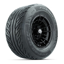 GTW® Boost Gloss Black 12 in Wheels with 255/55-R12 Fusion GTR Steel Belt Radial Street Tires - Full Set