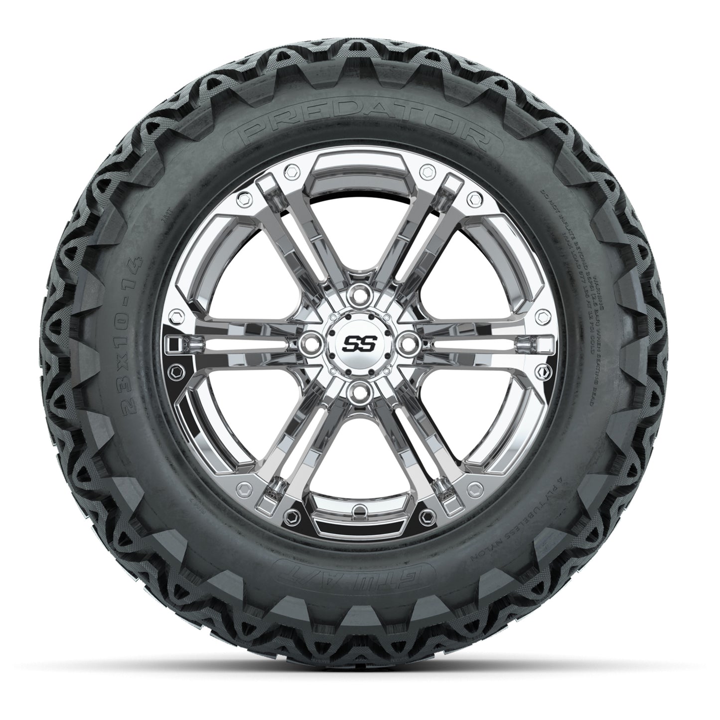GTW Specter Chrome Wheels with 23in Predator A-T Tires - 14 Inch