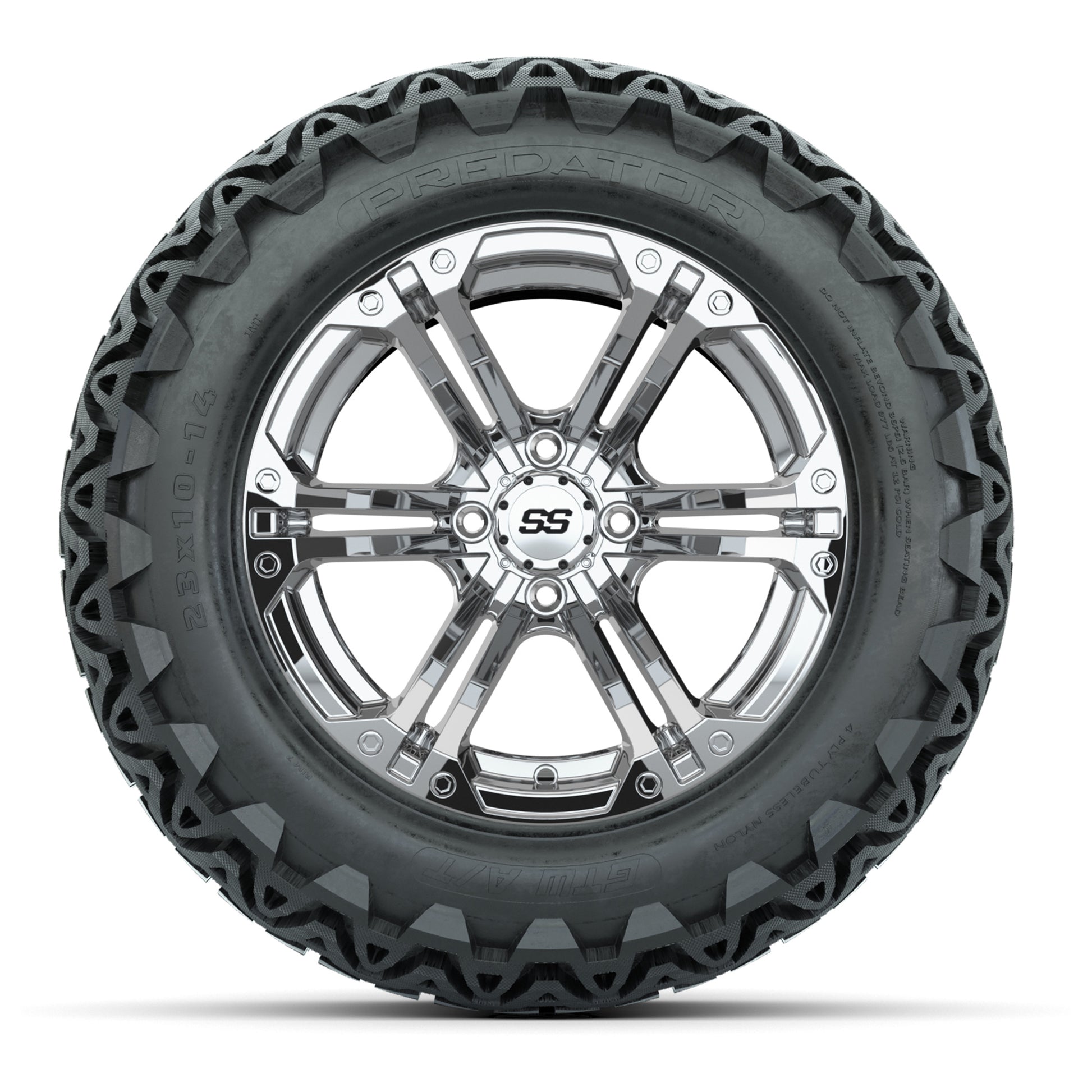 GTW Specter Chrome Wheels with 23in Predator A-T Tires - 14 Inch