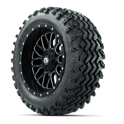 GTW Helix Machined/Black 14 in Wheels with 23x10.00-14 Rogue All Terrain Tires - Full Set