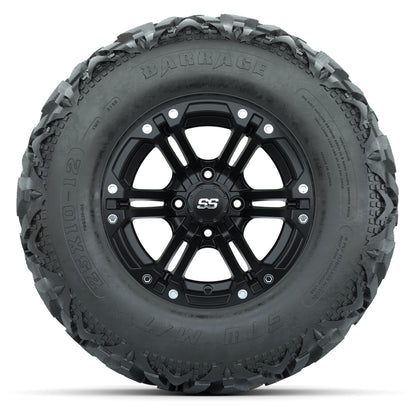 GTW® Specter Matte Black 12 in Wheels with 25X10-12 Barrage Mud Tires – Full Set