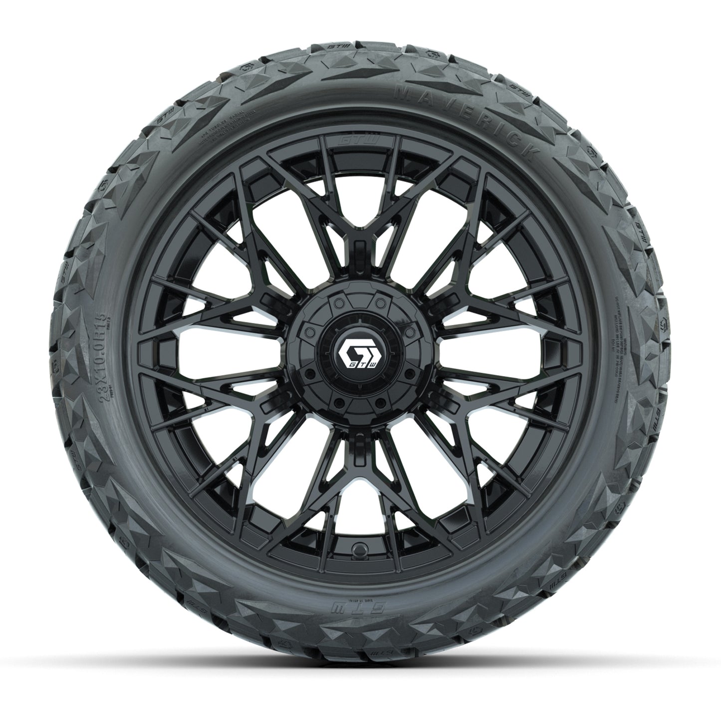 GTW Stellar Matte Black 15 in Wheels with 23x10.00-R15 Maverick All-Terrain Tires – Full Set