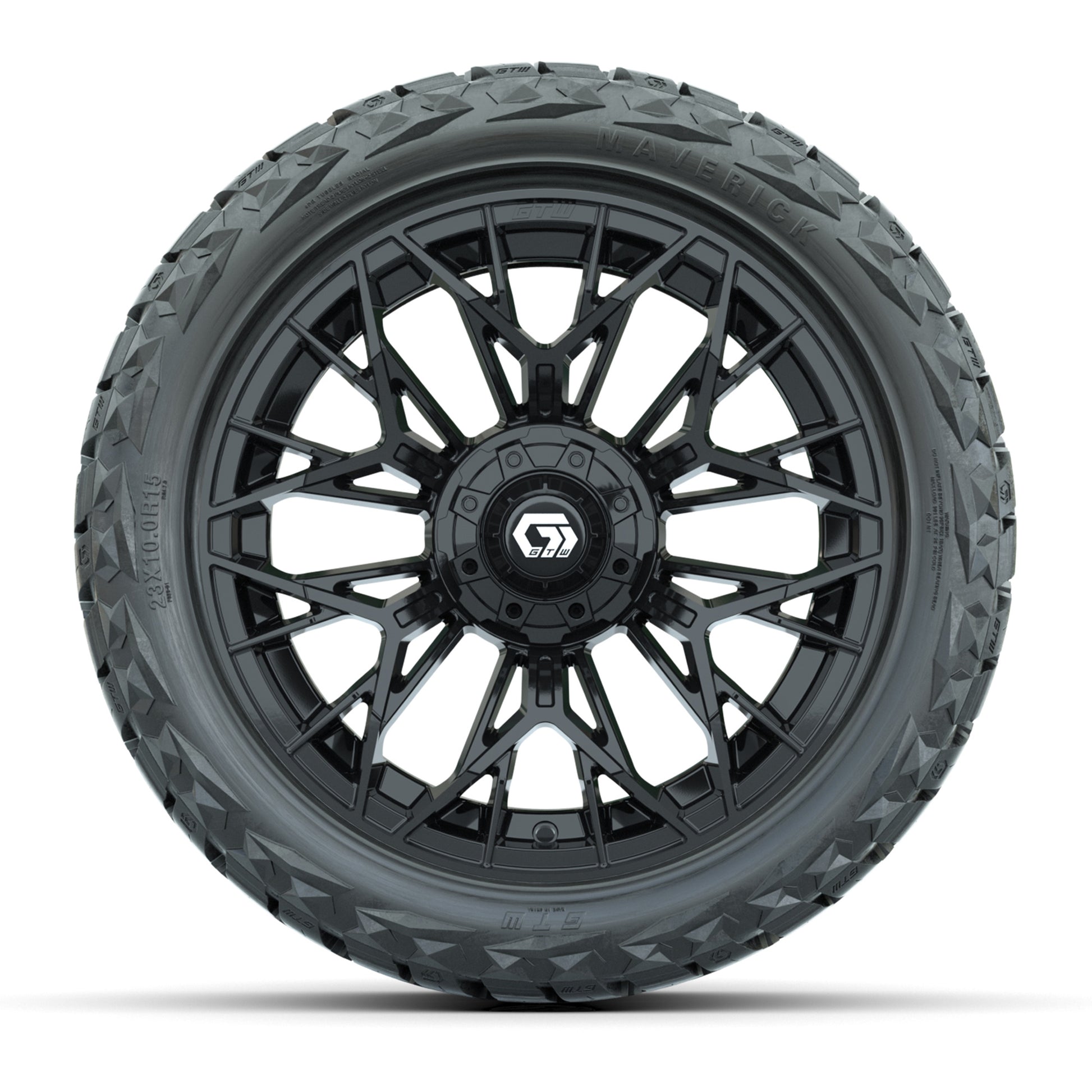 GTW Stellar Matte Black 15 in Wheels with 23x10.00-R15 Maverick All-Terrain Tires – Full Set