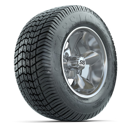 GTW® Godfather Chrome 12 in Wheels with 255/50-12 Excel Classic Street Tires – Full Set