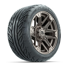 GTW® Graffiti Bronze/Black 14 in Wheels with 225/40-R14 Fusion GTR Steel Belt Radial Street Tires – Full Set