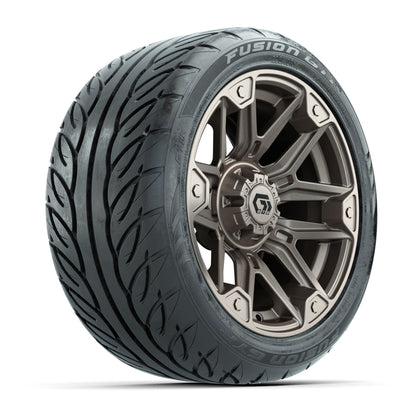 GTW® Graffiti Bronze/Black 14 in Wheels with 225/40-R14 Fusion GTR Steel Belt Radial Street Tires – Full Set