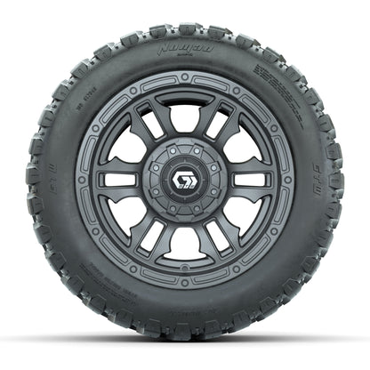 GTW® Shogun Gunmetal 12 in Wheels with 20X10-12 Nomad Steel Belt Radial All-Terrain Tires – Full Set