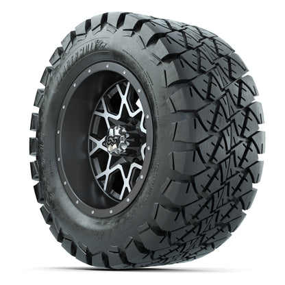 GTW® Vortex 2 Matte Gray/Machined 12 in Wheels with 22X10-12 Timberwolf All-Terrain Tires – Full Set