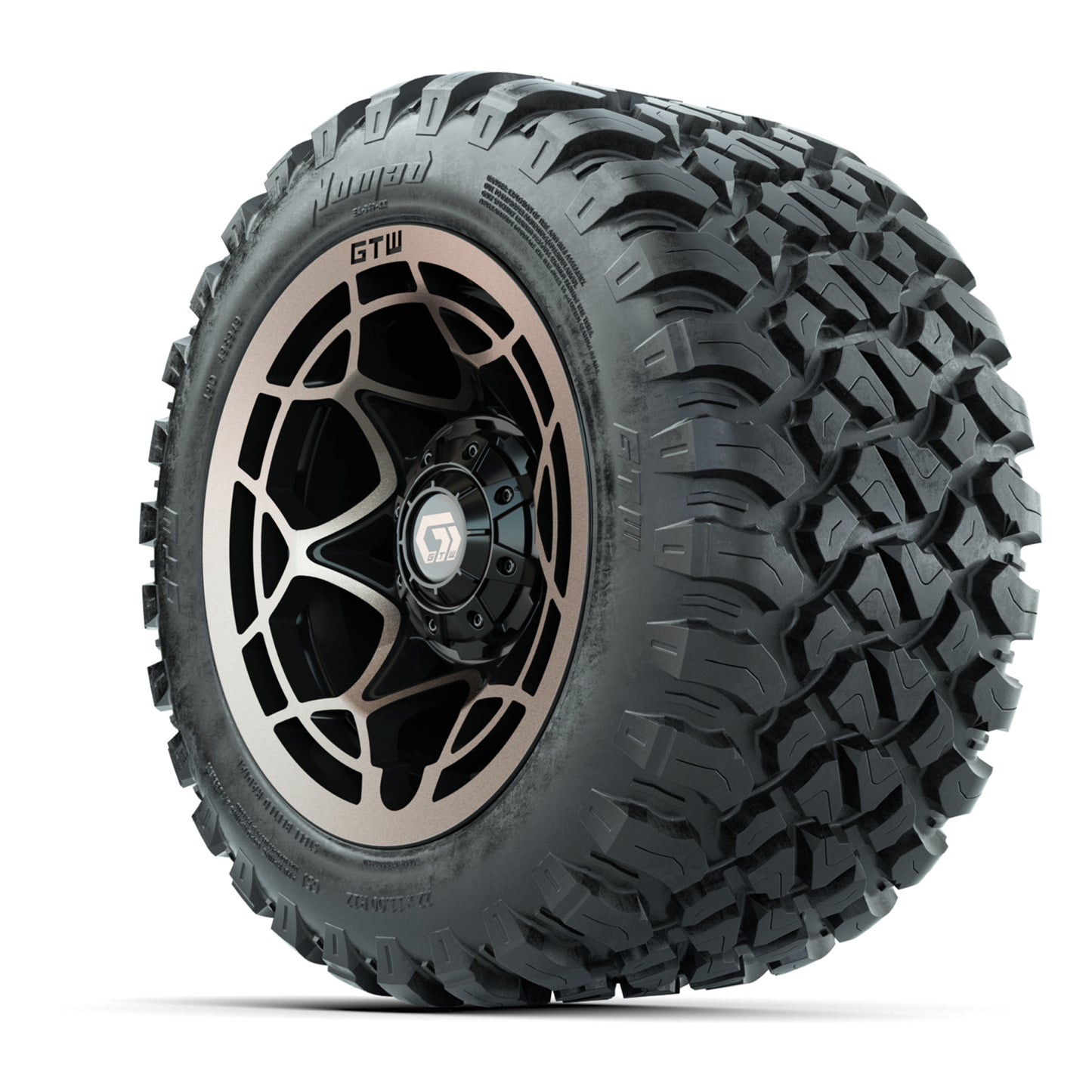 GTW® Nexus Black with Bronze Face 12 in Wheels with 22X11-R12 Nomad Steel Belt Radial All-Terrain Tires – Full Set