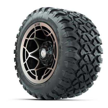 GTW® Nexus Black with Bronze Face 12 in Wheels with 22X11-R12 Nomad Steel Belt Radial All-Terrain Tires – Full Set