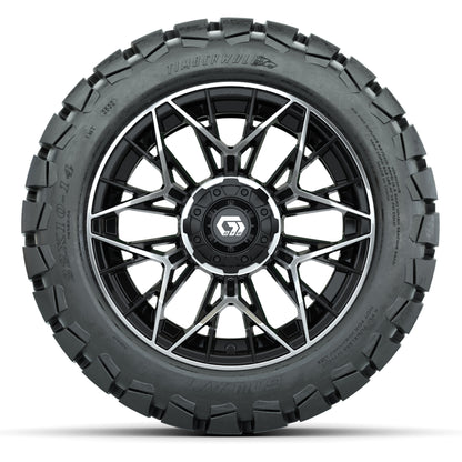 GTW Stellar Black/Machined 14 in Wheels with 22X10-14 Timberwolf All-Terrain Tires – Full Set