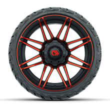 GTW Stealth Gloss Black/Red 14 in Wheels with 205/35-R14 Maverick Low-Profile All-Terrain Tires – Full Set