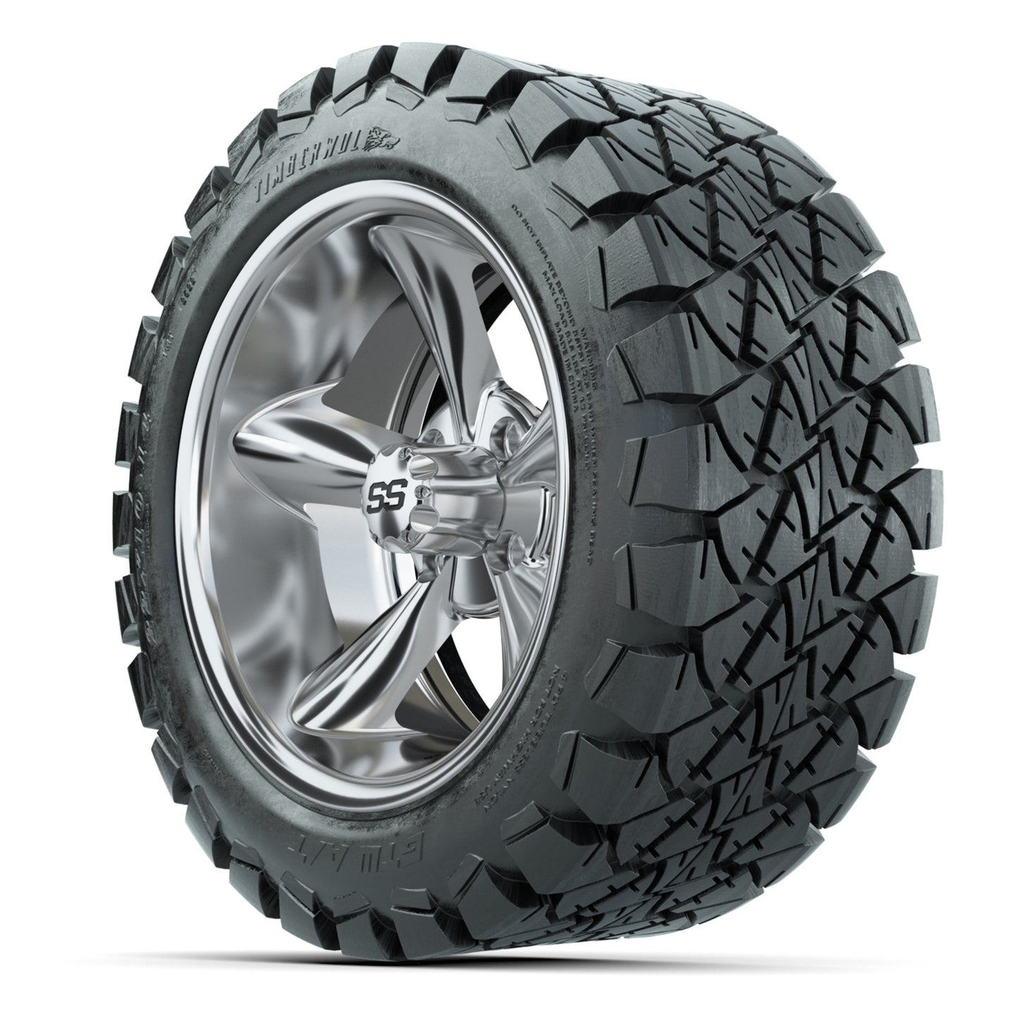 GTW Godfather Chrome 14 in Wheels with 22X10-14 Timberwolf All-Terrain Tires – Full Set