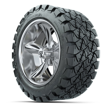 GTW Godfather Chrome 14 in Wheels with 22X10-14 Timberwolf All-Terrain Tires – Full Set