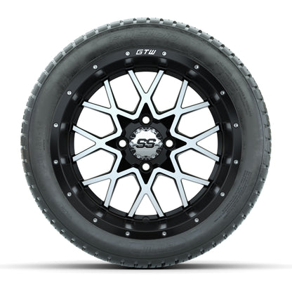 GTW® Vortex 2 Matte Black/Machined 14 in Wheels with 205/30-R14 Fusion Street Tires – Full Set