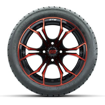GTW Spyder Red/Black 14 in Wheels with 225/30-14 Mamba Street Tires – Full Set