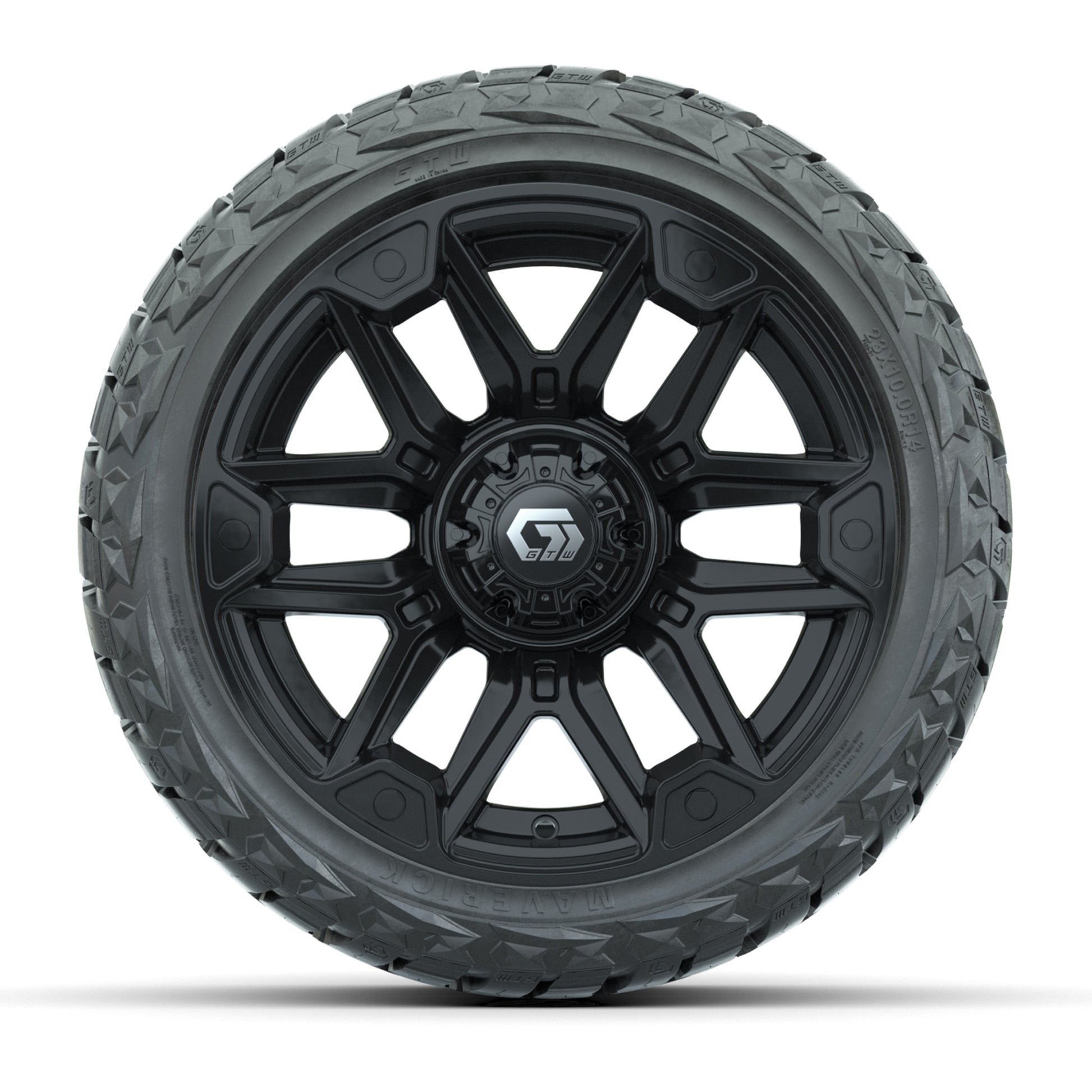 GTW Graffiti Gloss Black 14 in Wheels with 23x10.00-R14 Maverick All-Terrain Tires – Full Set