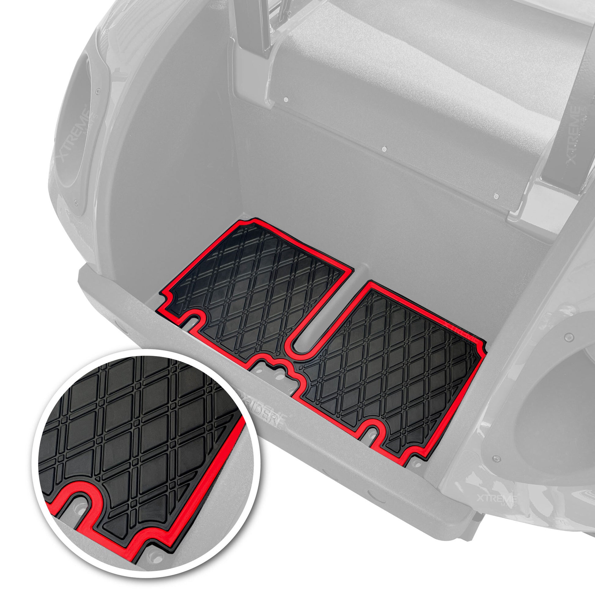 Xtreme Bag Well Mats for EZGO TXT - Black/Red