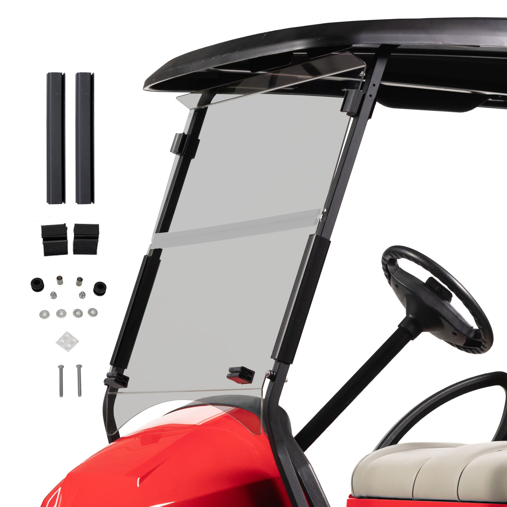 RedDot Club Car Precedent/Tempo/Onward Impact-Resistant Folding Tinted Windshield (Years 2004-Up)