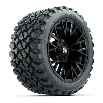 GTW® Vandal Matte Black/Machined 14 in Wheels with 23X10-R14 Nomad Steel Belt Radial All-Terrain Tires – Full Set