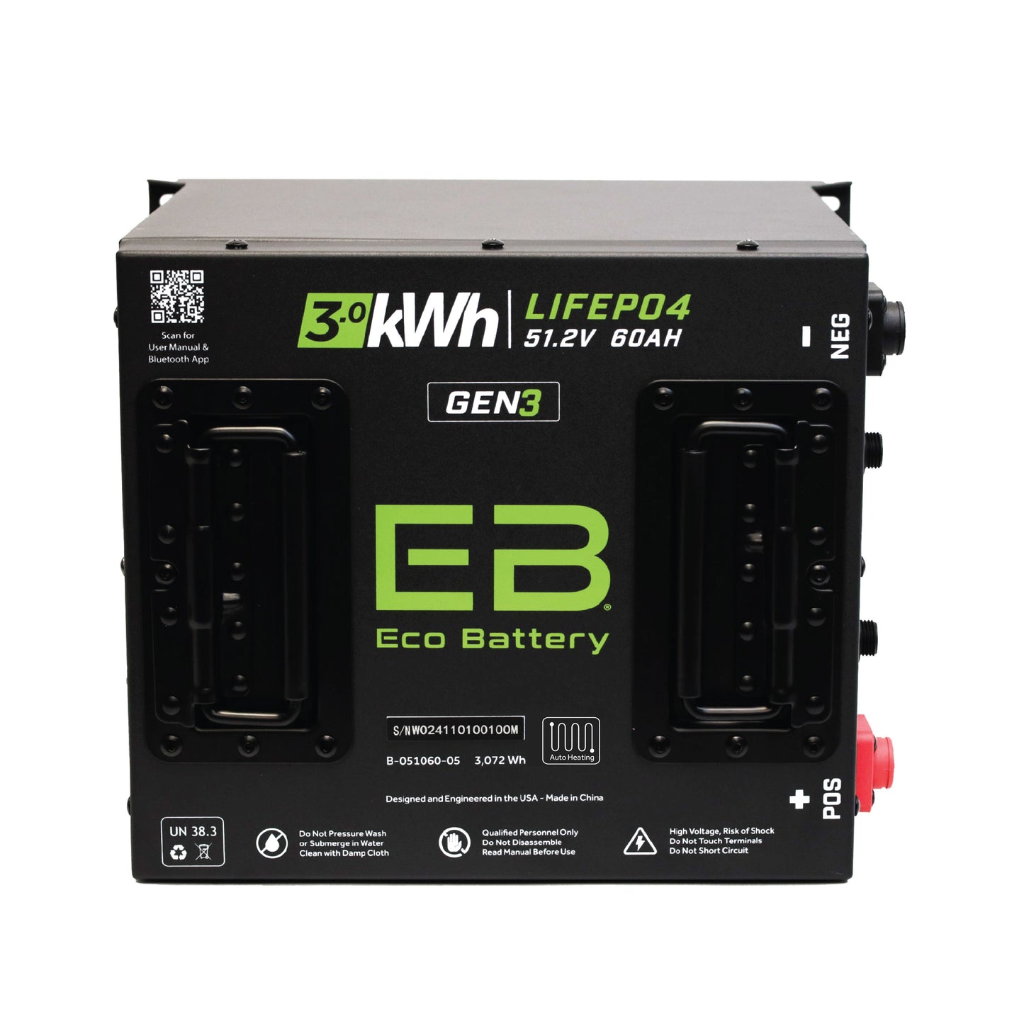 51V 60Ah Cube LiFePO4 Battery / Heated