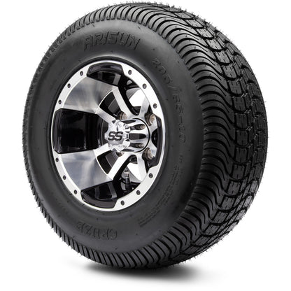 MODZ® 10" Storm Trooper Machined Black Wheels & Street Tires Combo