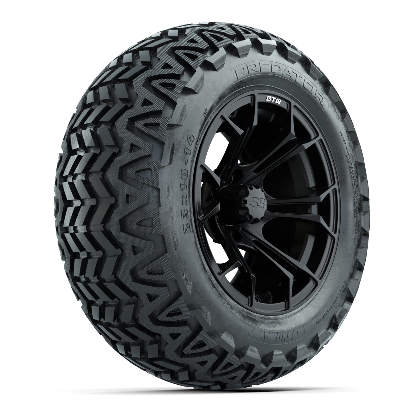 GTW Spyder Matte Black 14 in Wheels with 23x10-14 GTW Predator All-Terrain Tires – Full Set