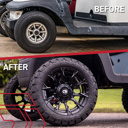 GTW® Diablo Gloss Black/Machined 14 in Wheels with 23X10-14 Rogue All-Terrain Tires – Full Set
