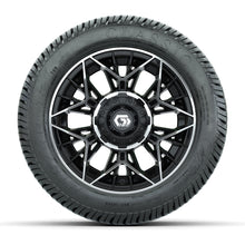 GTW® Stellar Black/Machined 12 in Wheels with 215/40-12 Excel Classic Street Tires – Full Set