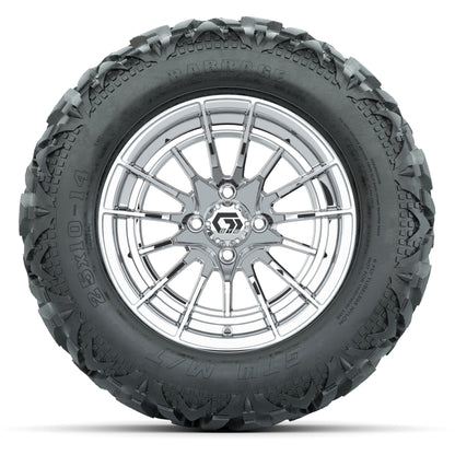 GTW Boost Chrome 14 in Wheels with 25x10-14 Barrage Mud Tires – Full Set