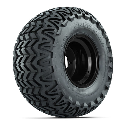 Set of (4) 10 in Matte Black Steel Offset Wheels with 22x11-10 Predator All Terrain Street Tires