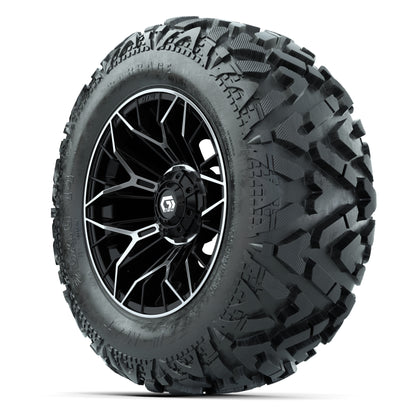 GTW Stellar Black/Machined 14 in Wheels with 25x10-14 Barrage Mud Tires – Full Set