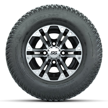 GTW Specter Black/Machined 10 in Wheels with 20x10-10 S-Pattern Terra Pro Street Tires – Full Set