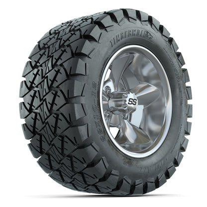 GTW® Godfather Chrome 12 in Wheels with 22X10-12 Timberwolf All-Terrain Tires – Full Set