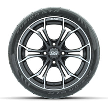 GTW® Spyder Matte Gray/Machined 14 in Wheels with 205/40-R14 Fusion GTR Steel Belt Radial Street Tires – Full Set