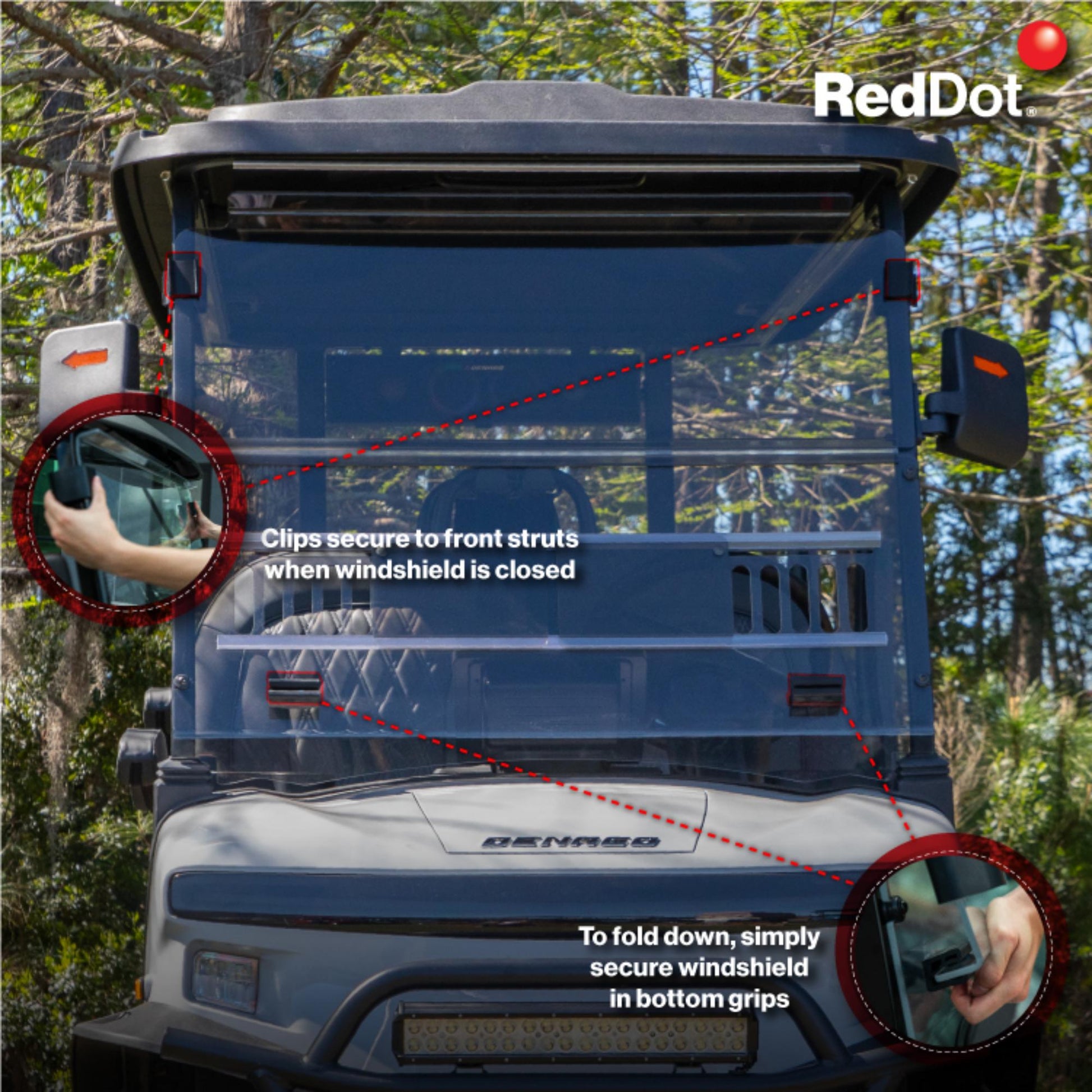 RedDot Denago Rover XL Clear Vented Folding Windshield