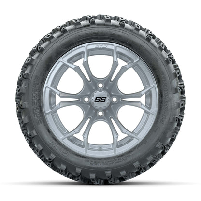 GTW® Spyder Silver Brush 14 in Wheels with 23X10.00-14 Rogue All-Terrain Tires – Full Set