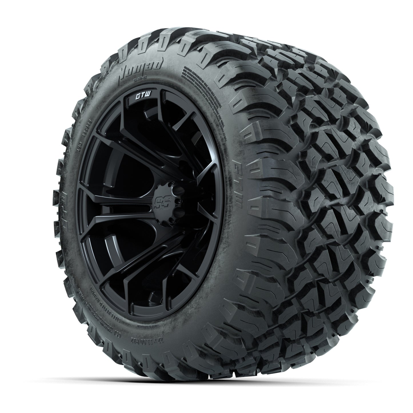 GTW® Spyder Matte Black 12 in Wheels with 22X11-R12 Nomad Steel Belt Radial All-Terrain Tires – Full Set