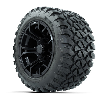 GTW® Spyder Matte Black 12 in Wheels with 22X11-R12 Nomad Steel Belt Radial All-Terrain Tires – Full Set