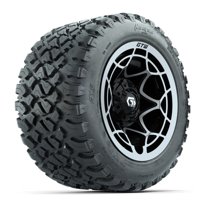 GTW® Nexus Black with Silver Face 12 in Wheels with 20X10-12 Nomad Steel Belt Radial All-Terrain Tires - Full Set