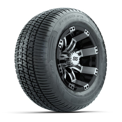 GTW Tempest Black/Machined 10 in Wheels with 205/50-R10 Fusion S/R Radial Steel Belt Street Tires - Full Set