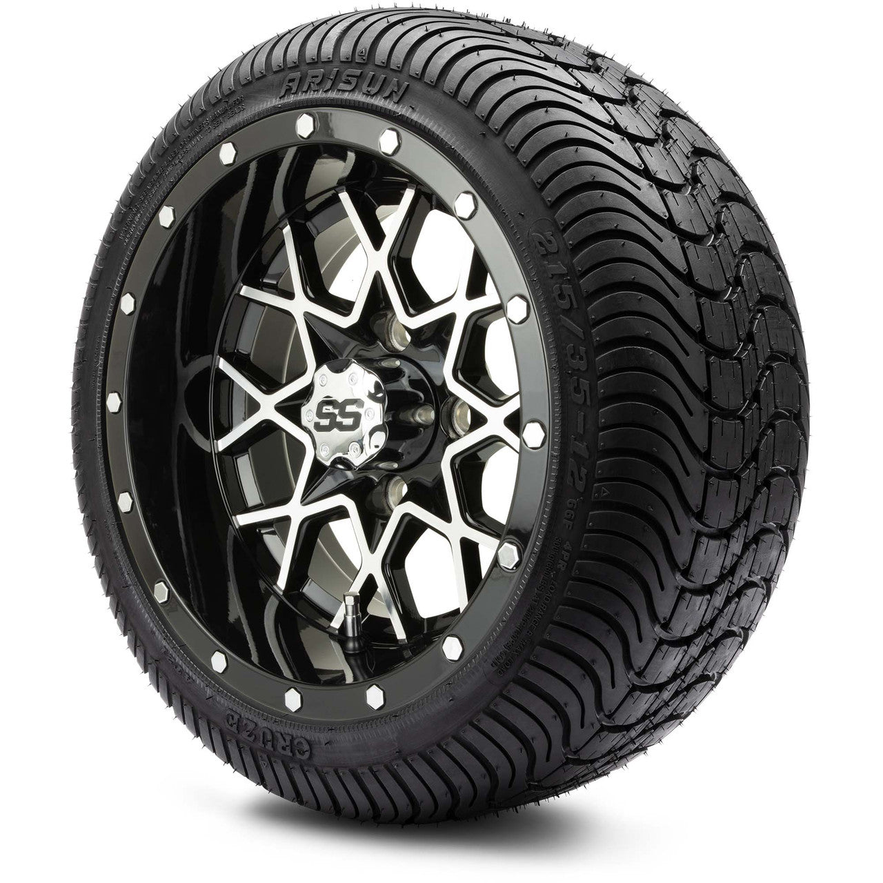 MODZ® 12" Vortex Machined Black Wheels & Street Tires Combo