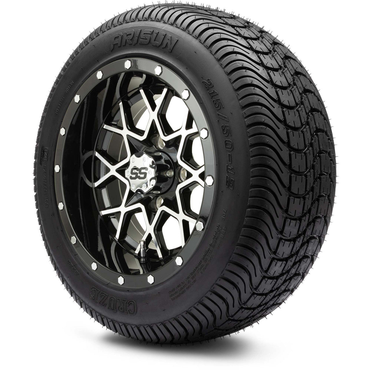 MODZ® 12" Vortex Machined Black Wheels & Street Tires Combo