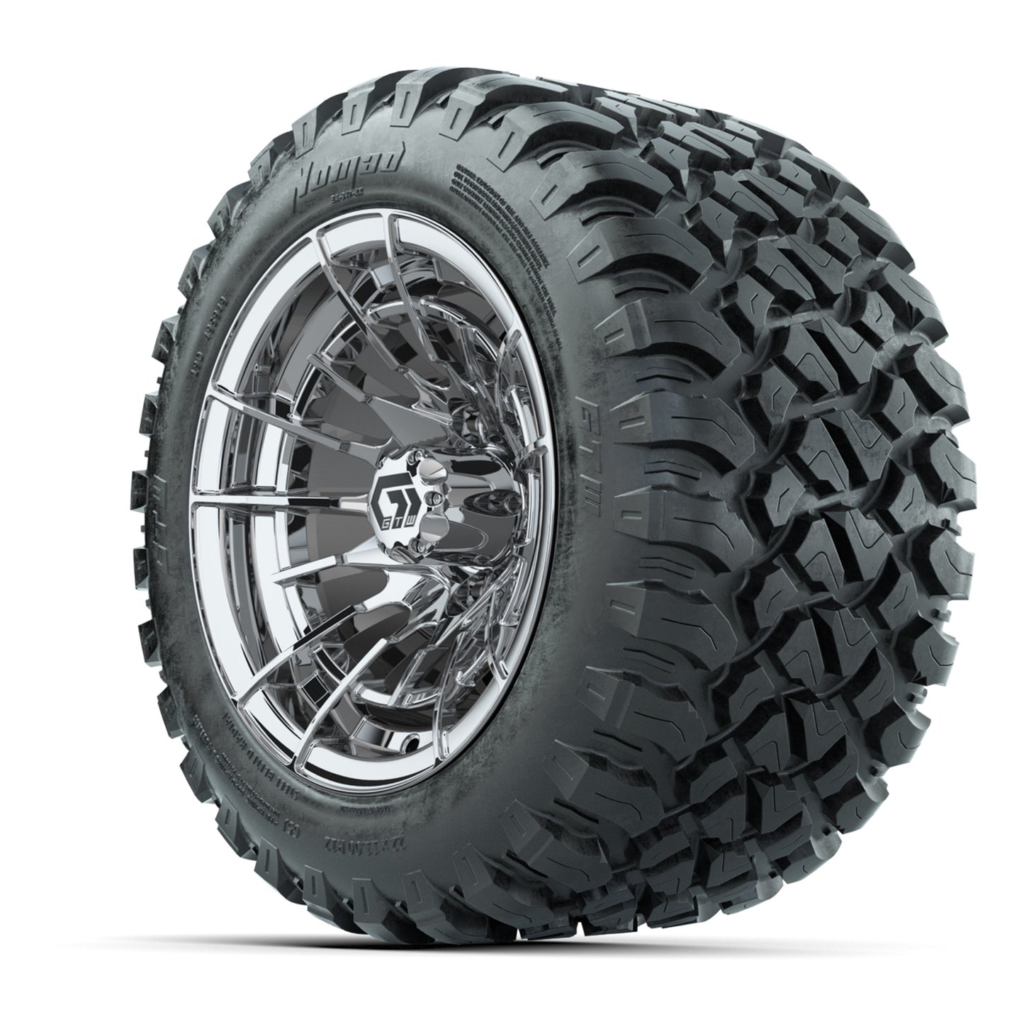 GTW® Boost Chrome 12 in Wheels with 22X11-R12 Nomad Steel Belt Radial All-Terrain Tires - Full Set