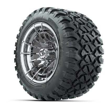 GTW® Boost Chrome 12 in Wheels with 22X11-R12 Nomad Steel Belt Radial All-Terrain Tires - Full Set