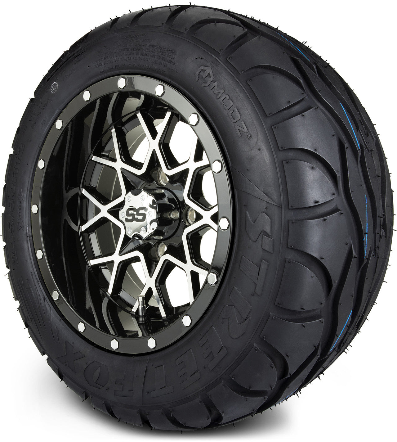 MODZ® 12" Vortex Machined Black Wheels & Street Tires Combo