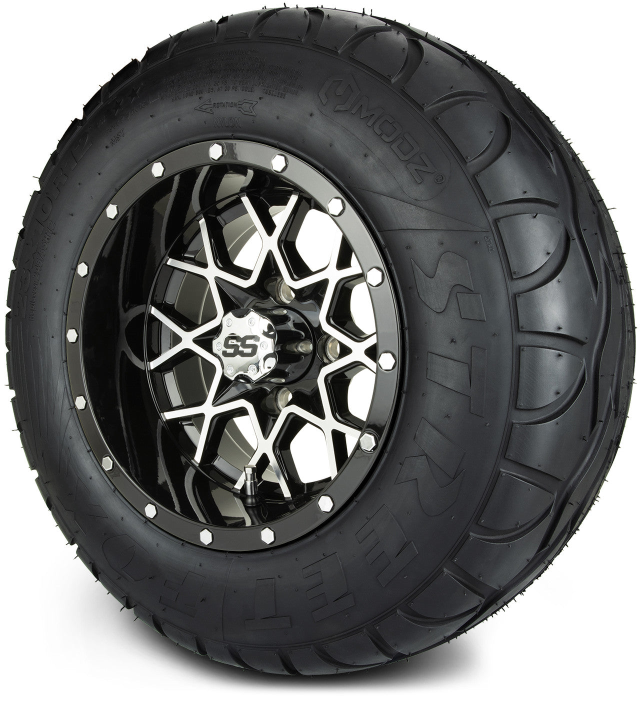 MODZ® 12" Vortex Machined Black Wheels & Street Tires Combo