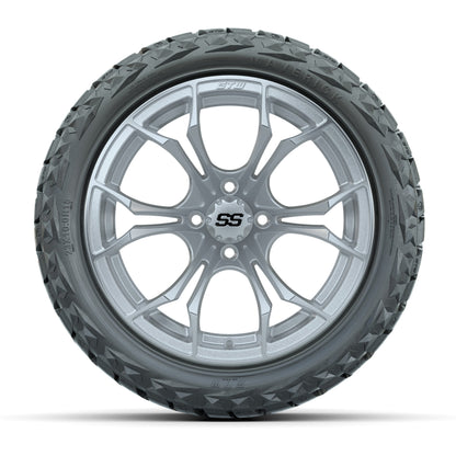GTW Spyder Silver/Machined 15 in Wheels with 23x10.00-R15 Maverick All-Terrain Tires – Full Set