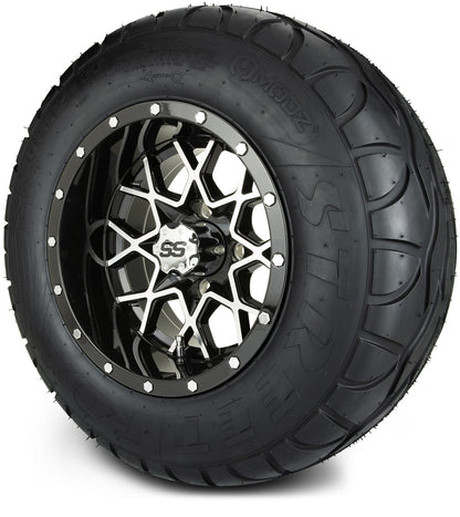 MODZ® 12" Vortex Machined Black Wheels & Street Tires Combo