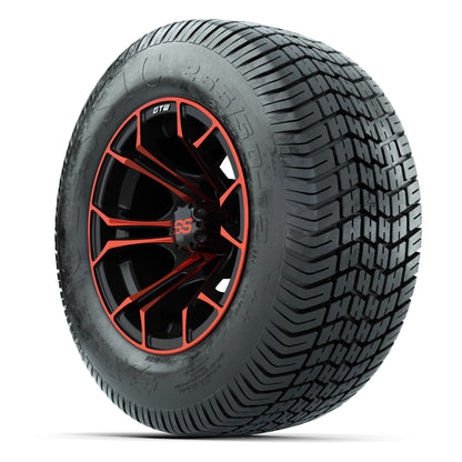 GTW® Spyder Black/Red 12 in Wheels with 255/50-12 Excel Classic Street Tires – Full Set